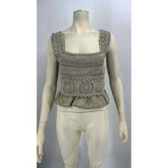 Rebellion Agan Crochet Boho Ruffle Tank Top Gray Size S - Picture 4 of 7